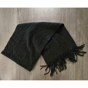 Vintage Club Room 100% Cashmere Black Scarf Fringe Minimalist Classic